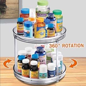 2-Tier Lazy Susan Turntable for makeup or Food or cans